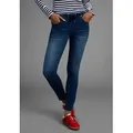 Produktbild: Stretch-Jeans ARIZONA, Damen, Gr. 46, N-Gr, blau (rinsed), Jersey, Obermaterial: 59% Baumwolle, 40% Polyester, 1% Elasthan, Basic, bequem knöchellang, Jeans, weites Bein, normale Leibhöhe, knöchellang, mit Used-Waschung