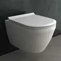 Produktbild: Alpenberger Hänge WC Spülrandlos | Kloschüssel mit Nano Beschichtung | Wand WC Set mit WC Sitz mit Absenkautomatik Softclose | Toilette für Gäste WC und Badezimmer | Passend Geberit