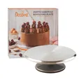 Produktbild: DECORA, 9276005 Aluminium-Drehteller, Professionelle Torten-Drehscheibe aus Aluminium, Leicht zu reinigen, Rutschfeste Basis, Rillen zur einfacheren Platzierung des Kuchens, Durchmesser 31 Zentimeter.