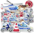 Produktbild: 24 Stück XXL Konfetti Polizei als Tischdekoration für Kindergeburtstag und Mottoparty | Kinder Geburtstag Party Deko Police Tischdeko
