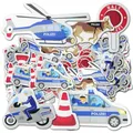 Produktbild: 120 Polizei Tischdeko Motive aus Kartonpapier - Dekomotive für Kindergeburtstag oder zum Basteln, 6 verschiedene Polizeimotive, beidseitig bedruckt (5 x 24 Stück)
