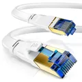 Produktbild: CSL - 15m CAT 8 Netzwerkkabel Flach und Dünn - Lan Kabel für 40 Gigabit High Speed, Internetkabel, Flachbandkabel, Verlegekabel - 40 Gbps Cat.8 RJ45 Kabel für Switch Router Modem PC, 15 Meter Weiss
