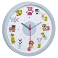 Produktbild: TFA Dostmann Little Animals Kinder-Wanduhr mit Tier-Motiven, Zoo, 60.3051, leises Uhrwerk, ideal für das Kinderzimmer, aus Kunststoff, hellblau
