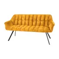 Produktbild: Riess Ambiente Esszimmer Sitzbank Papillon - 165cm - senfgelb schwarz - Samt Metallgestell Rückenlehne Armlehnen Polsterbank Küchenbank Schaumstoffpolsterung