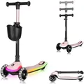 Produktbild: Kinderroller Mey ab 3 Jahren bis 50 kg, LED-Beleuchtung auf dem Trittbrett, Rutschfestes Trittbrett, Korb - Rosa