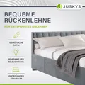 Produktbild: Juskys Polsterbett Nizza 120x200 cm Grau - Bettgestell mit Lattenrost, Stauraum & LED Beleuchtung - Bett mit Samtbezug & Chesterfield-Steppung