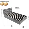 Produktbild: Juskys Polsterbett Nizza 120x200 cm - Lattenrost, Stauraum & LEDs - Samtbezug mit Steppung - Grau