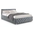 Produktbild: Juskys Polsterbett Nizza 120x200 cm Samt mit Stauraum, LED Beleuchtung & Lattenrost - Chesterfield Steppung & Kopfteil - Bett Bettgestell - Grau