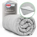 Produktbild: Welldora OPTICLIMA Allergiker Bettdecke 135x200 - Zweiteilige Sommerdecke & Winterdecke - 4 Jahreszeiten Bettdecken mit Druckknöpfen - Premium Duvet - Grau/Weiß