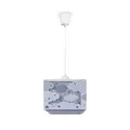 Produktbild: Paco Home Kinderzimmerlampe Kinderlampe Deckenlampe Pendelleuchte Lampenschirm Stoff Regenbogen Stern Löwe Dino Mond E27, Lampenart:Pendelleuchte - Typ 1, Farbe:Blau