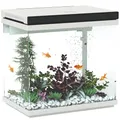 Produktbild: PawHut Aquarium 26L Einsteigerbecken mit LED-Beleuchtung, Eingebautem Filtersystem, Pumpe, 38 x 26 x 37,6 cm Glasbecken Fischbecken für Fische und Wasserpflanzen Weiß