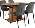Produktbild: OTTO home Essgruppe Basel, Tischgruppe mit 4 Stühlen, Esstisch ausziehbar 140 - 180 cm, (Set, 5-tlg., Otto's DAUERTIEFPREIS), BESTSELLER, Sitzgruppe, Tisch, Stühle, ovale Tischplatte, Säulentisch