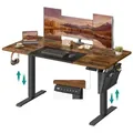 Produktbild: SONGMICS Schreibtisch Höhenverstellbarer elektrisch, USB-C-Anschluss (mit Stoff- Organizer), stufenlos verstellbar, Memory-Funktion mit 4 Höhen, 120/140/160/180 cm braun|schwarz 140 cm x 72 cm x 60 cm