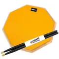 Produktbild: keepdrum DPOR12 Übungspad Practice Pad Orange 12 Zoll + Drumsticks Schwarz