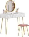 Produktbild: Woltu Schminktisch (1-St), mit Hocker und 360° schwenkbar Schminkspiegel