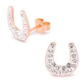 Produktbild: Monkimau Damen Ohrringe Hufeisen Glücksbringer Ohrstecker aus 925 Sterling Silver echt Silber mit 36 Kristallen (Rosegold 1)