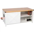 Produktbild: needs&wants Katzenschrank groß für Katzentoilette XXL aus Holz mit Schuhschrank Sitzkommode, Katzenklo-Schrank Kommode, Design Katzenhaus Toilette Klo, 110 x 50 x 53 cm, weiß braun