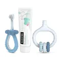 Produktbild: Suavinex, Starter-Set zur Zahnpflege, inkl. Zahnbürste für Babys + Zahnfleischmassagegerät + Zahnpasta für Babys, zum Verschenken, ergonomische Griffe, für den täglichen Gebrauch, ab 0 Monaten, Blau
