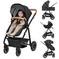 Produktbild: Lionelo Amber - Kombikinderwagen 3 in 1 - Set sportlicher, Sitz, fester Babywanne, Autositz, Tasche, Moskitonetz, Regenschutz - Grey Graphite