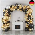 Produktbild: Ballon Girlande Schwarz Gold, Luftballons Girlande mit 127 Schwarz Gold Silber