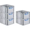 Produktbild: PROREGAL SparSet 5x Eurobox NextGen Color, HxBxT 22x30x40cm, 20 Liter, Griffe blau zu, Grau, Eurobehälter, Box, Transportbehälter