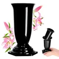Produktbild: KADAX Grabvase, Vase aus Kunststoff, Blumenvase, Kunststoff-Vase für Blumen, wetterfeste Friedhofsvase, frostsicher Steckvase für Grab, witterungsbeständiger Grabschmuck (15cm, schwarz)