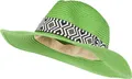 Produktbild: styleBREAKER Damen Panama Sonnenhut Einfarbig mit Stoff Hutband mit Azteken Muster, Strohhut, Schlapphut, Sommerhut, Fedora Hut 04025046, Farbe:Grün