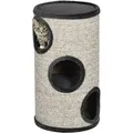 Produktbild: Pawhut - Kratztonne 70 cm Hoch ø 38 cm dreistöckige Katzentonne mit Plüschrand, Katzenhöhle, Kratzbaum für kleine Katzen, Hellgrau