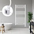 Produktbild: anapont elektrischer Badheizkörper 1175x600 - weiß gerade - Timer-Funktion - Handtuchheizkörper - Badheizung elektrisch - Handtuchheizung