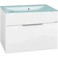 Produktbild: Fackelmann KARA Badmöbel Set 2-teilig, 80 cm, Weiß, Glas Mint, 1 Schublade
