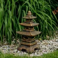 Produktbild: Pagode jap. Steinlaterne Steinskulptur 46 cm 14 kg Gold Weißbeton frostsicher