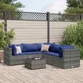 Produktbild: vidaXL 6-tlg. Garten-Lounge-Set mit Kissen Grau Poly Rattan