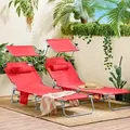 Produktbild: SoBuy Sonnenliege, Rot, Metall, Textil, 195x90x63 cm, Gartenmöbel, Gartenliegen