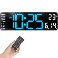 Produktbild: Opis Technology Clock 1 XL - Digitale Wanduhr - Retro LED Wand Uhr mit Fernbedienung, Timer & Wecker, Temperaturanzeige, dimmbares Display, Blau/Weiß