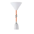 Produktbild: LEDmaxx PLK008 Pendelleuchte Textilkabel orange, Keramik-Lampenfassung E27 weiÃŸer Baldachin