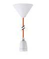 Produktbild: NCC-Licht Design Pendelleuchte Textilkabel E27 Keramik Fassung Weiß & weißem Baldachin (orange)