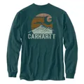 Produktbild: Carhartt Herren-T-Shirt, lockere Passform, schwer, langärmelig, Berggrafik, Greenstone Heather, XX-Large