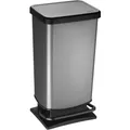 Produktbild: Rotho Kunststoff AG Rotho Treteimer PASO, 40 Liter, Abfalleimer aus Kunststoff mit Tritt-Funktion, Farbe: schwarz/ carbon metallic 1754111006