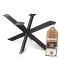 Produktbild: CM Furniture Spider Tischgestell I Stahl Pulverbeschichtet I Tischbeine für Esstisch Couchtisch I Tischkufen Tischfusse Möbelfüße aus Metall - H43 x B50 x L80 cm - Schwarz
