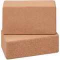 Produktbild: Yogablock, 2er Set, Yogaklötze Aus Kork, Für Yogaübungen, Hbt: 12 X 22,5 X 7 Cm, Rutschfeste Yogawürfel, Natur - Relaxdays