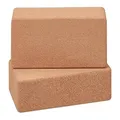 Produktbild: Relaxdays Yogablock, 2er Set, Yogaklötze aus Kork, für Yogaübungen, HBT: 12 x 22,5 x 7 cm, rutschfeste Yogawürfel, natur
