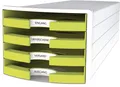 Produktbild: Schubladenbox IMPULS - A4/C4, 4 offene Schubladen, weiß/lemon
