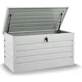 Produktbild: Juskys Metall Aufbewahrungsbox Limani 380 Liter - Outdoor Box - wasserdicht, abschließbar - Gartenbox, Auflagenbox, Kissenbox für Garten Weiß - Weiß