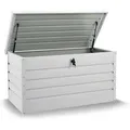 Produktbild: Juskys Metall Aufbewahrungsbox Limani 380 Liter - Outdoor Box - Wasserdicht, Abschließbar - Gartenbox, Auflagenbox, Kissenbox Für Garten Weiß