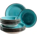 Produktbild: Mäser Tafelservice, Türkis, Keramik, 12-teilig, handbemalt, Essen & Trinken, Geschirr, Geschirr-Sets, Tafelservice