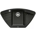 Produktbild: BLANCO ZIA 9 E | Granitspüle aus SILGRANIT anthrazit | Einbauart: Einbau von Oben | Hauptbecken mittig | für 60 cm breite Unterschränke | Eckspüle | Ergonomische Anordnung vom Arbeitsbereich