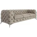 Produktbild: S-Style Möbel Chesterfield-Sofa, Creme, Textil, Echtholz,Buche, Birke, 3-Sitzer, Füllung: Polyetherschaumkern, 243x75x100 cm, Blauer Engel, FSC Mix, Oeko-Tex®, Hergestellt in Europa, Wohnzimmer, Sofas & Couches, Sofas, 3-Sitzer Sofas