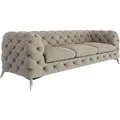Produktbild: S-style Möbel - Chesterfield Sofa 3-Sitzer River mit Metall Füßen, Creme Samt