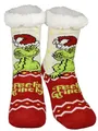 Produktbild: United Labels Grinch Kuschelsocken für Damen, Beige Rot, 35-38, flauschige Socken Weihnachten Feelin Grinchy, Stoppersocken, Haussocken