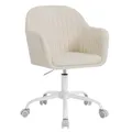 Produktbild: WOLTU Samt-Bürostuhl, Schminkstuhl, Ergonomischer Drehstuhl mit Armlehnen, Gepolsterter Sitz, Höhenverstellbar, für Büro, Schlafzimmer, Beige